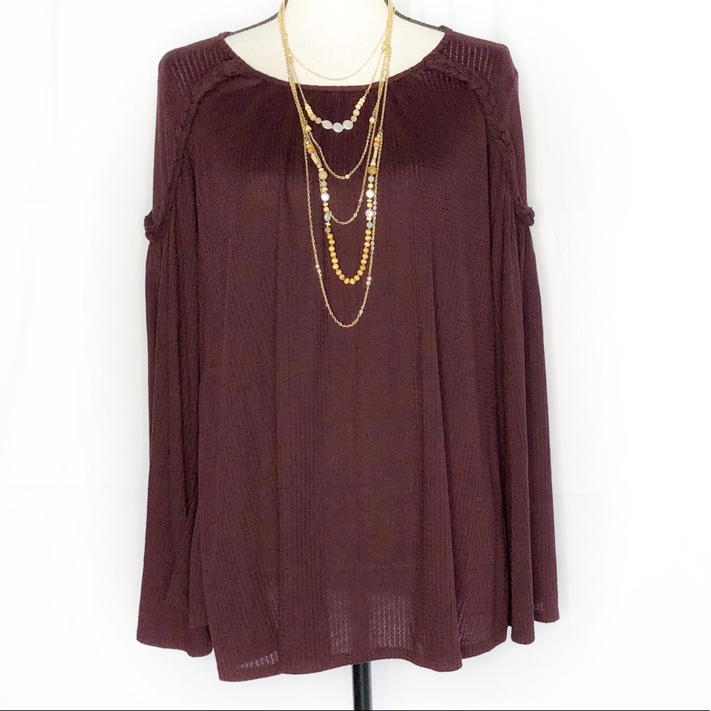 NWT Wine Tunic with braid detail in 1X and 2X